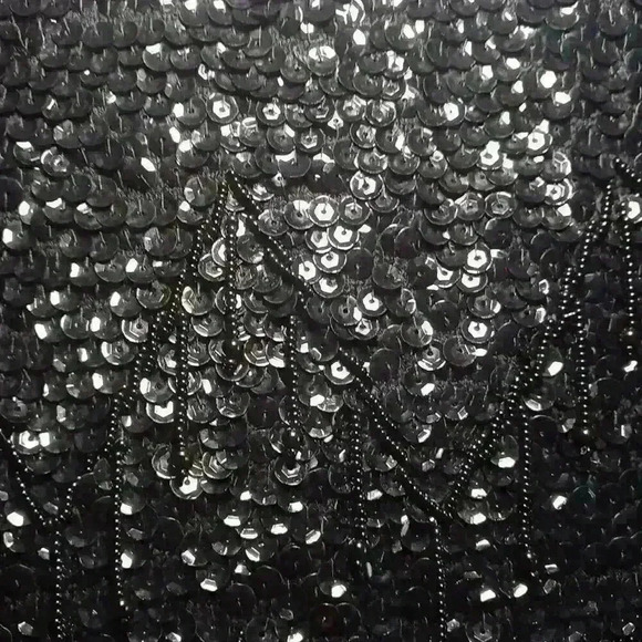 Vintage 1960’s Beaded Black Sequined Shell Sleeveless Top Hong Kong Medium - Picture 4 of 6